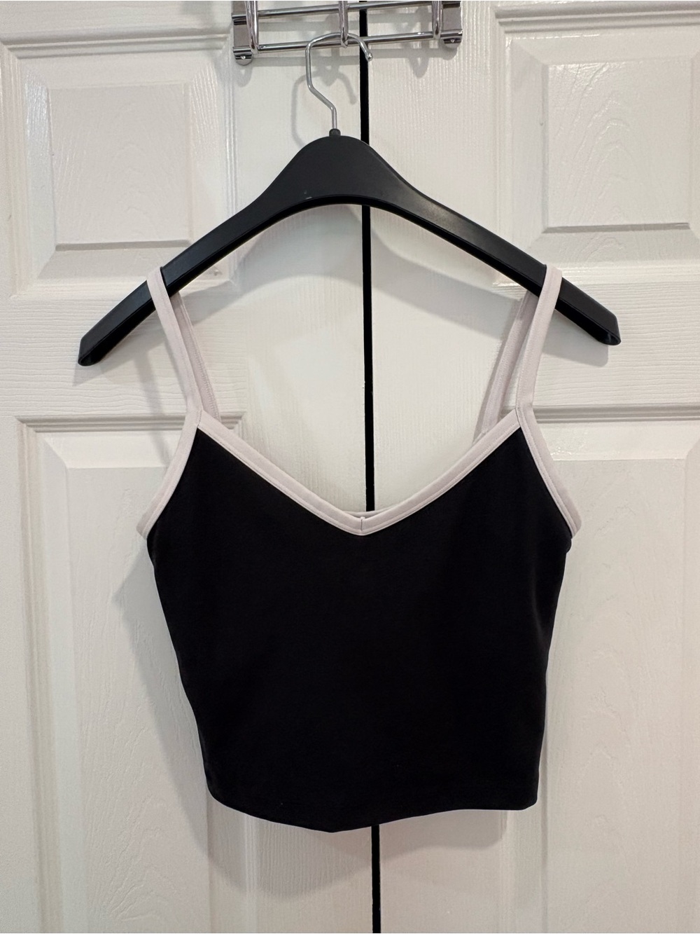 Gilly Hicks Black Crop Cami with Light Beige Trim